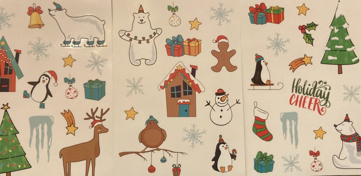 Raamstickers kerst 3 vellen | Kerstdecoratie